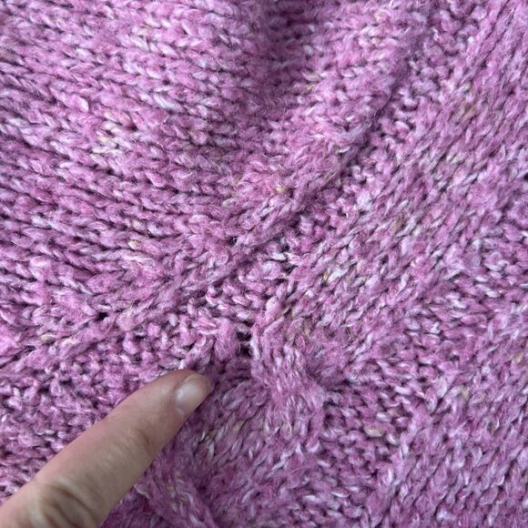 LL Bean Fisherman Cardigan Womens 3X Chunky Cable Knit Pink Wool Blend Cozy - Picture 4 of 8